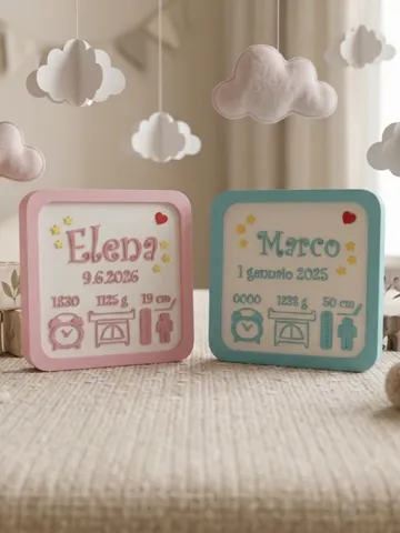 Modelo para impresión 3D: Quadro Nascita Bambino - Bambina — vista de referencia 2