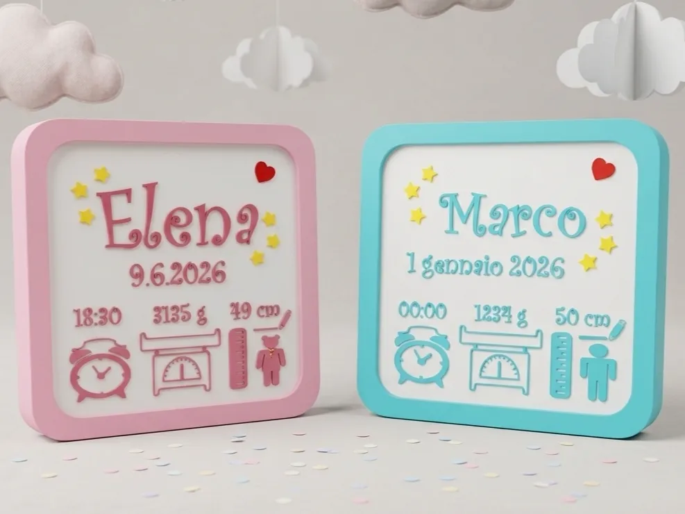 Modelo para impresión 3D: Quadro Nascita Bambino - Bambina. Referencia del modelo original.