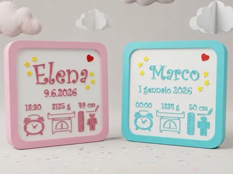Modelo para impresión 3D: Quadro Nascita Bambino - Bambina — referencia de MakerWorld
