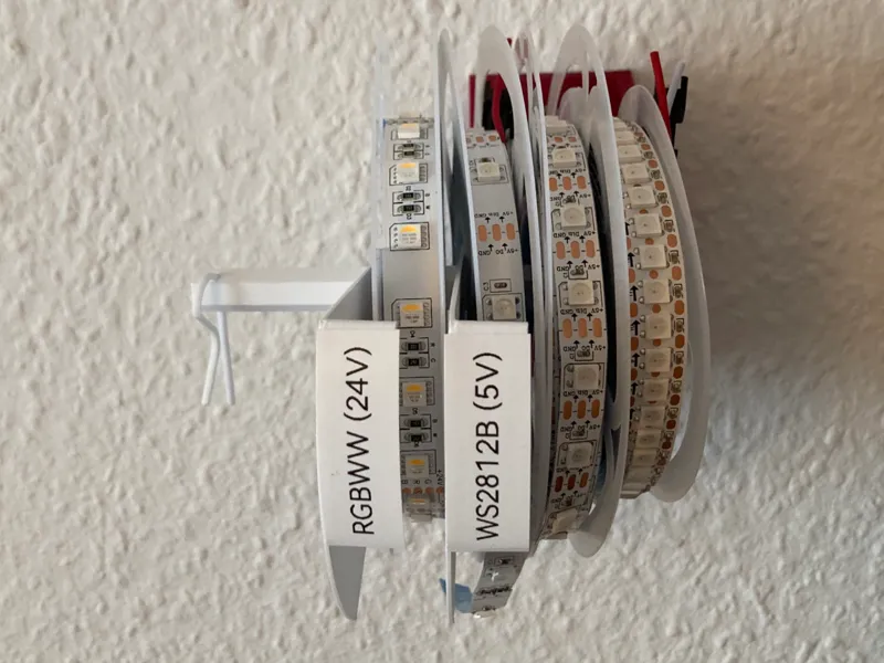 LED Strip Reel Wall Holder with name plate divider