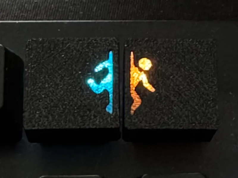 Portal keycap with transparent inner cap