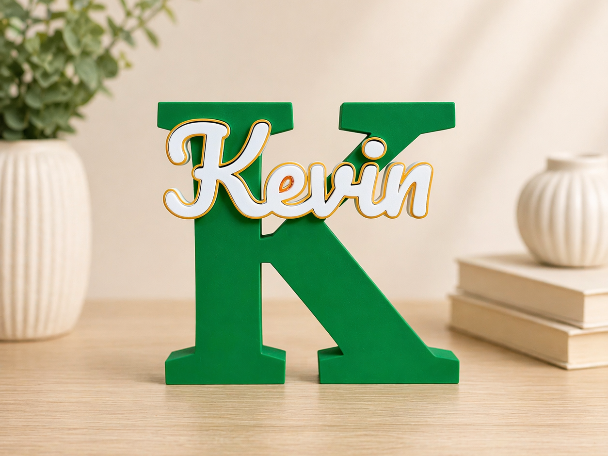 Parametric Initial Letter + Name Sign Customizable