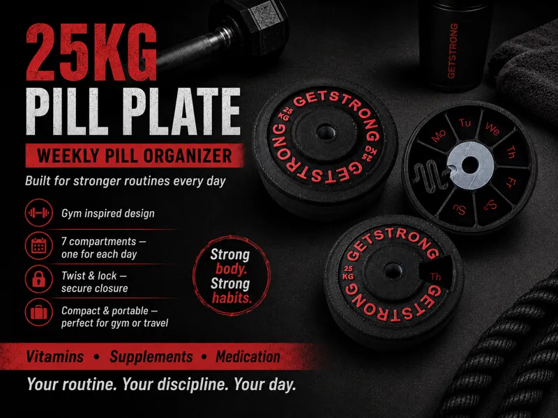 25KG Pill Plate — Weekly Gym Organizer