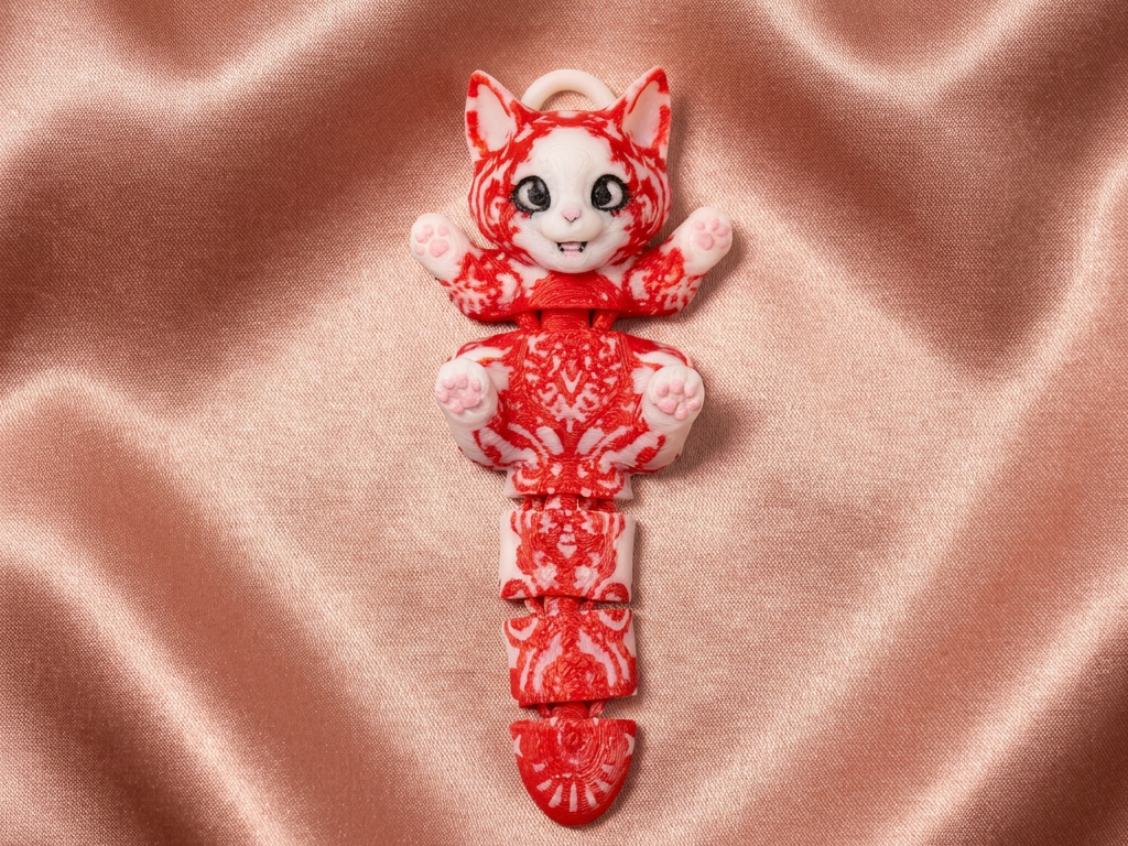 royal damask kitten keychain