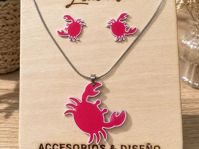 Conjunto pendientes y colgante Cangrejo