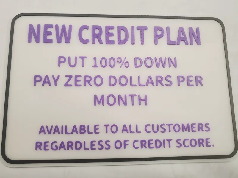 Credit Plan Sign