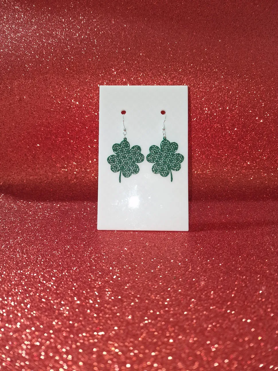 Mandala clover earrings view 2