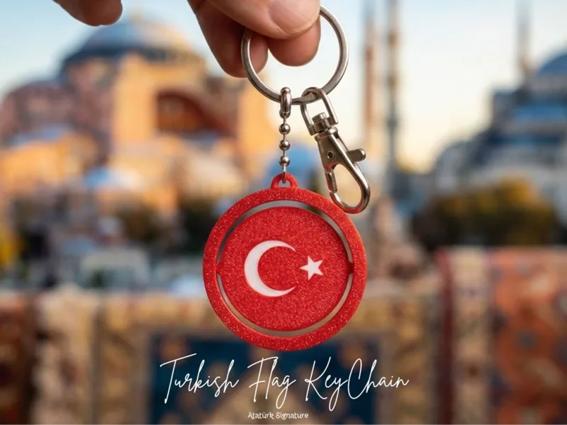 Turkish Flag & Atatürk Signature Keychain