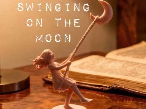 Girl swinging on the Moon