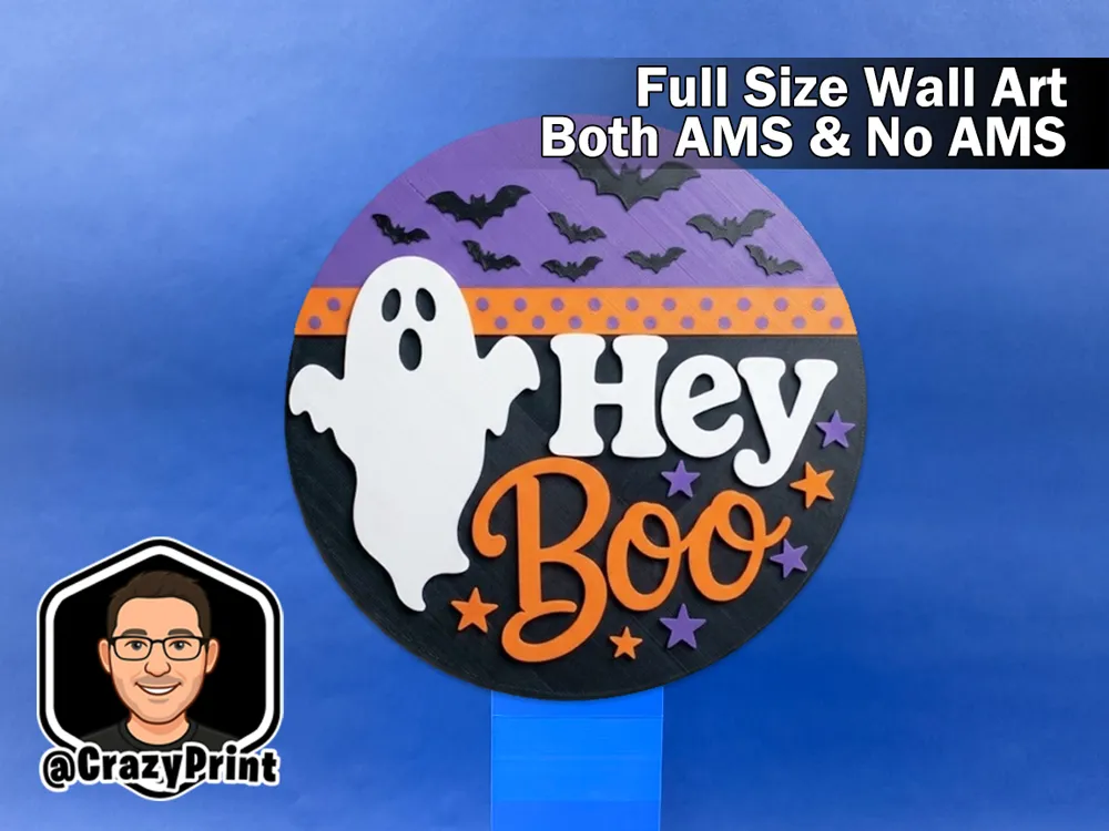 Accesorio para impresora 3D: Spooky & Cute Ghost Halloween Wall Art/Sign-No AMS. Referencia del modelo original.