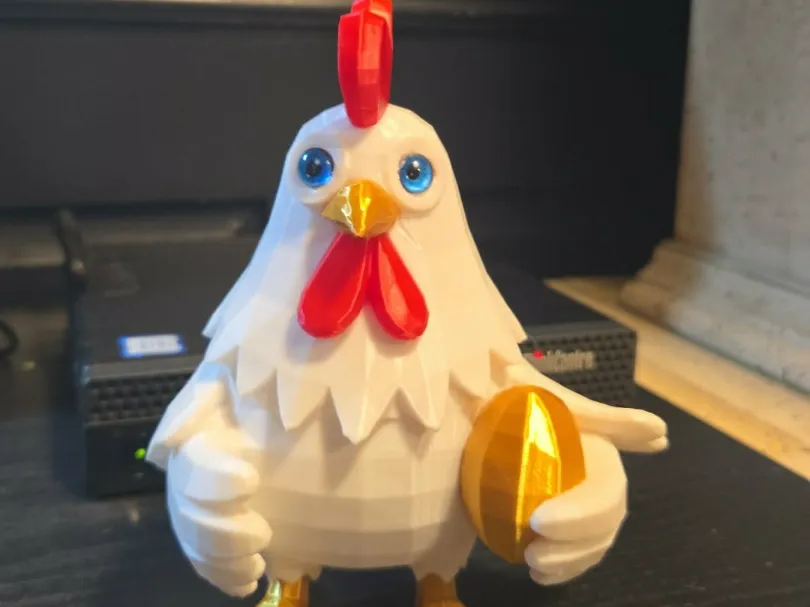 Modelo para impresión 3D: Cartoon Chicken with egg and cute eyes. Referencia del modelo original.