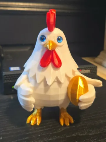 Modelo para impresión 3D: Cartoon Chicken with egg and cute eyes — vista de referencia 2