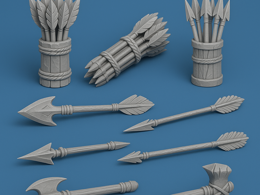 Fantasy Arrow And Axe Weapon Pack 