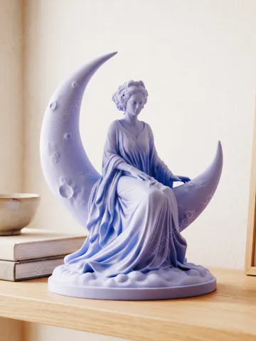 Accesorio para impresora 3D: Celestial Moon Goddess Woman on Crescent #075 — vista de referencia 2