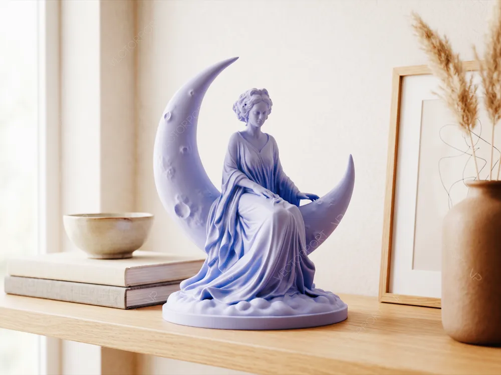 Accesorio para impresora 3D: Celestial Moon Goddess Woman on Crescent #075. Referencia del modelo original.