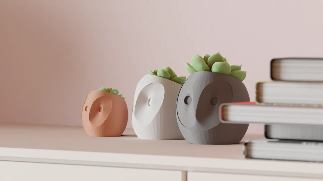 Succulent Plant Pot. Cute Owl Planter. view 3