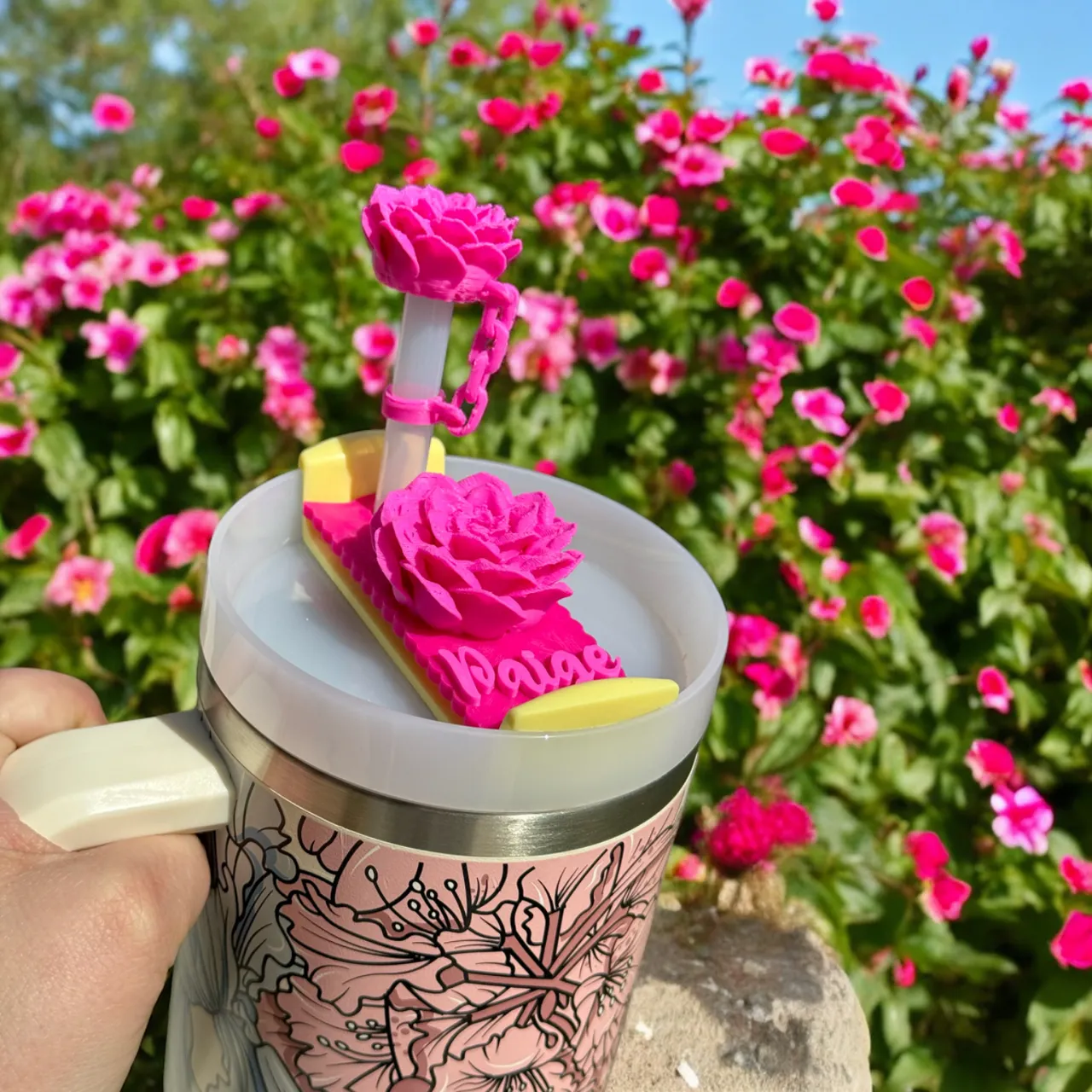 Peony Stanley Straw Topper with Chain view 3