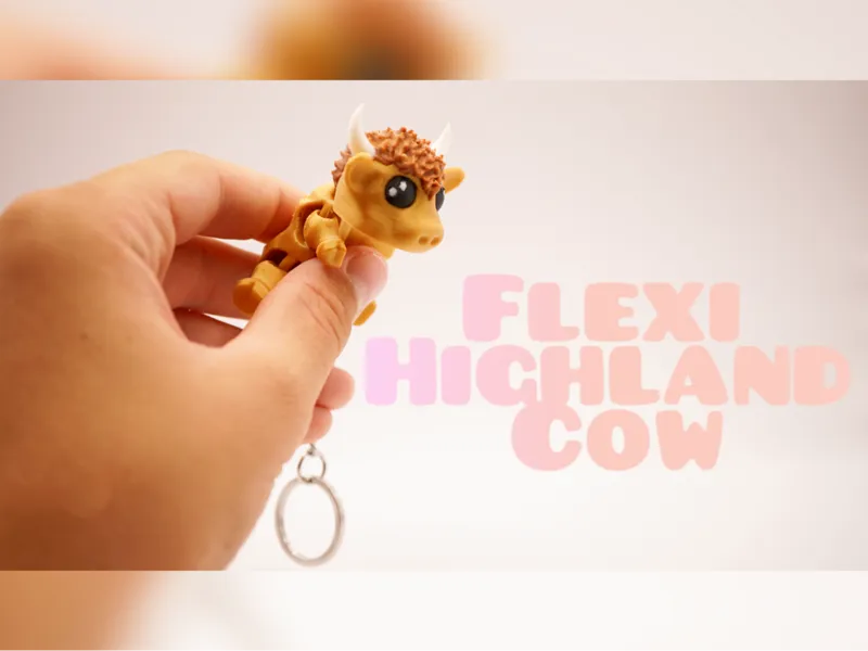 Waffles the Flexi HighLand Cow - Keychain