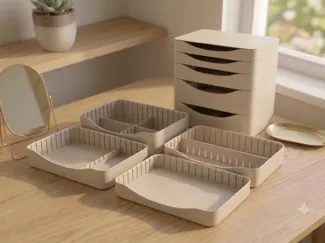Infinite stackable make-up organizer with dividers