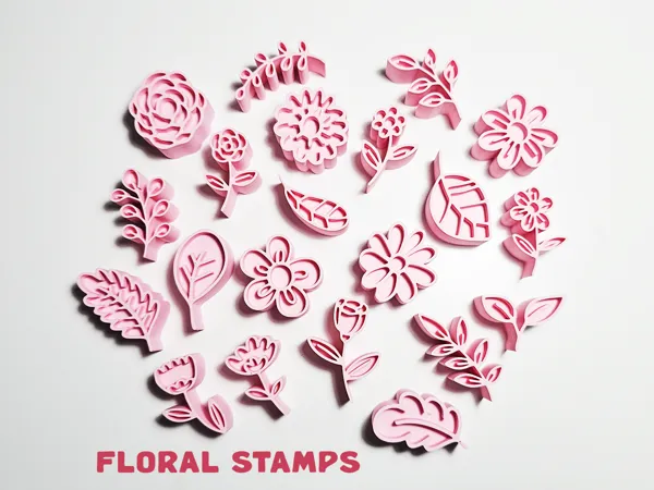 Set de tampons fleurs et feuilles