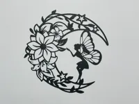Décoration murale silhouette de fée sur la lune — photo 2