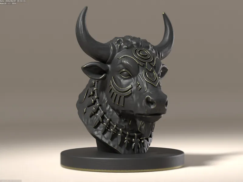 Shamanic Bison - Mystical Totem Bust