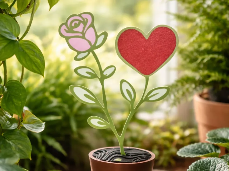 Valentine’s Day Decorative Plant - Rose and Heart
