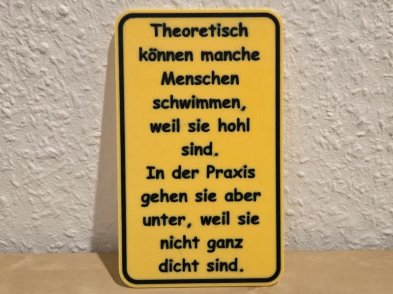 Lustiges Schild " Theoretisch "