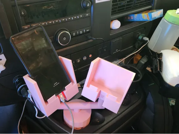 Support double téléphone pour voiture (porte-gobelet)