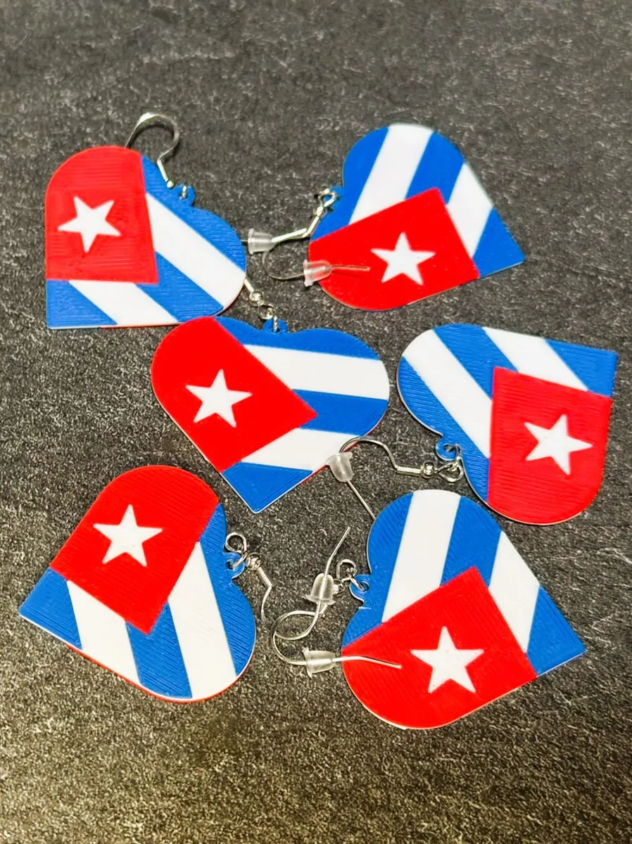 Cuba Heart Earrings – Cuban Flag Jewelry view 2