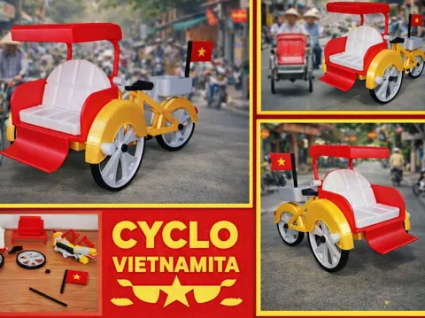 Letrero o emblema decorativo: Modern & Romantic Vietnamese Cyclo ElectricConcept — referencia de MakerWorld
