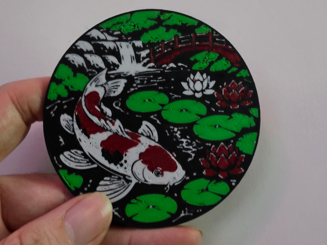 90mm round carp fish coaster 3D model