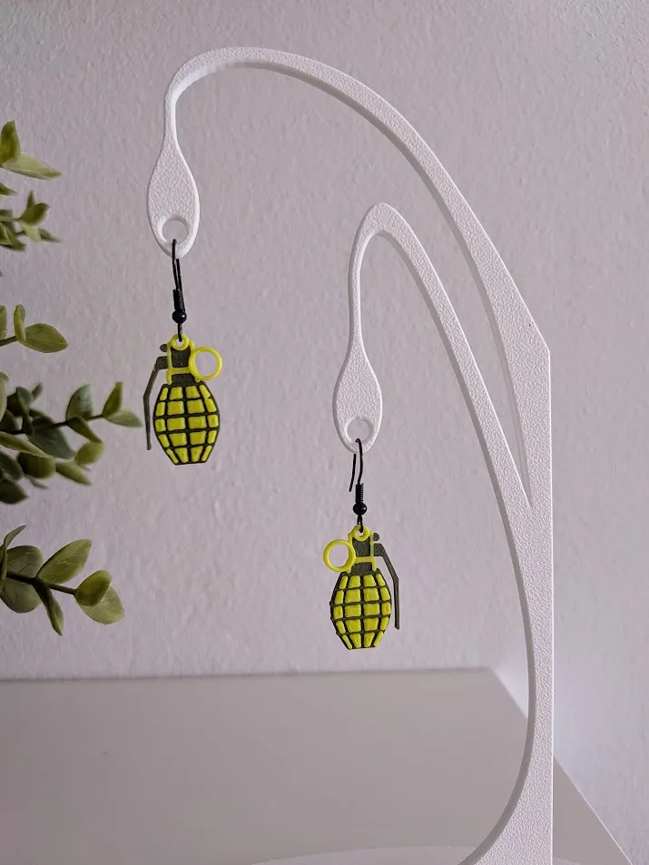 Grenade Earrings – Grenade Shaped Pendant view 4