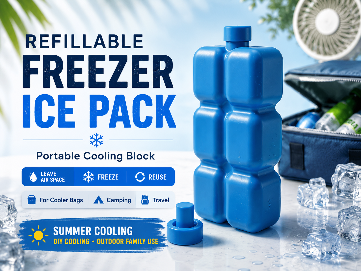 Refillable Freezer Ice Pack|Portable Cooling Block