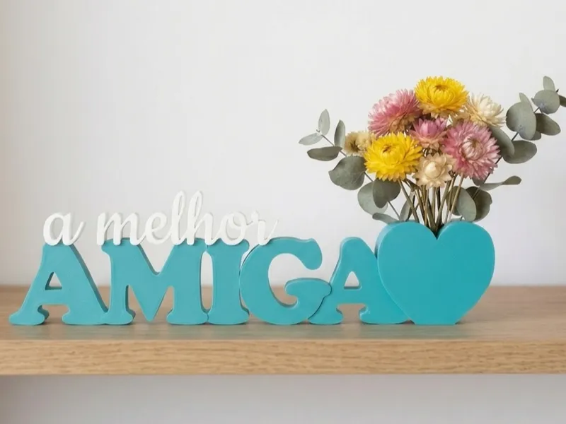 Letreiro Melhor Amiga Coração Integrado português