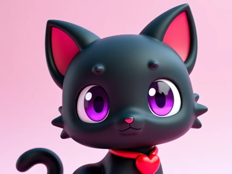 Black Cat with heart collar 12345