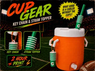 Sports Cooler Paper Cup Keychain and Straw Topper