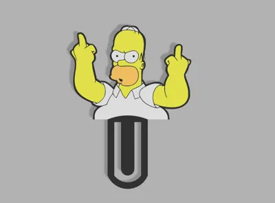 Simpsons Bookmark Draw Homer Simpson Bookmark / Paperclip by GRFN PrintsMakerWorld: Download ...