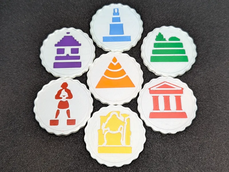 7 Wonders Architects game - Wonder Tokens