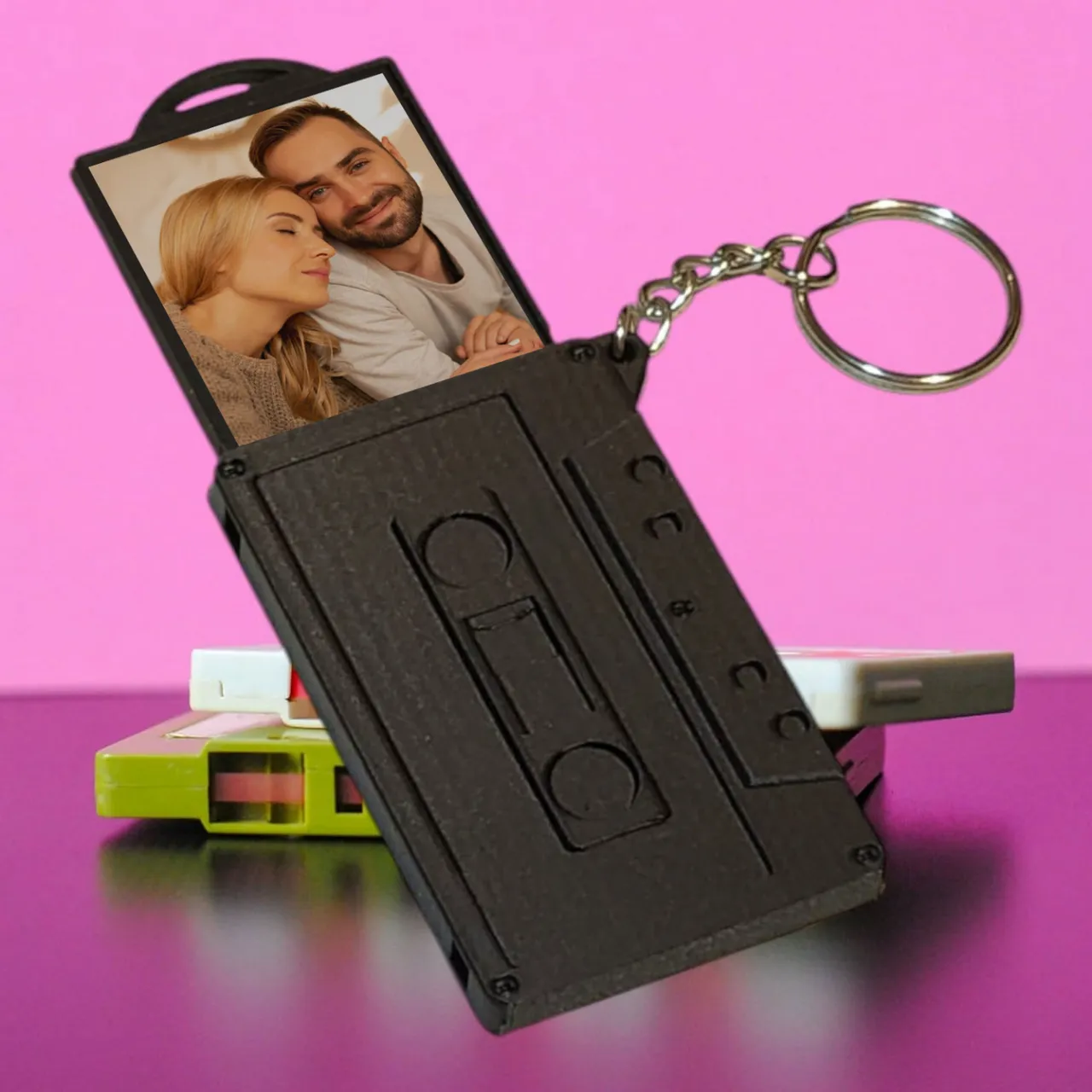 Retro Music Cassette Keychain + Photo Frame view 4