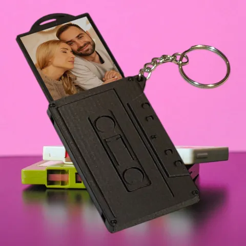 Retro Music Cassette Keychain + Photo Frame view 4