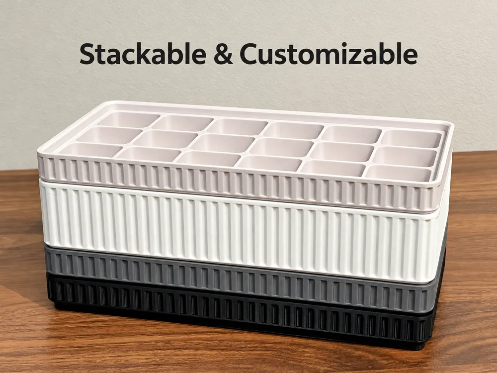 Stackable Organizer Tray - Customizable Size/Grid - Free 3D Print Model ...