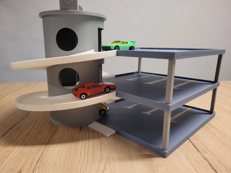 Parking Garage with Elevator and Curved Ramp