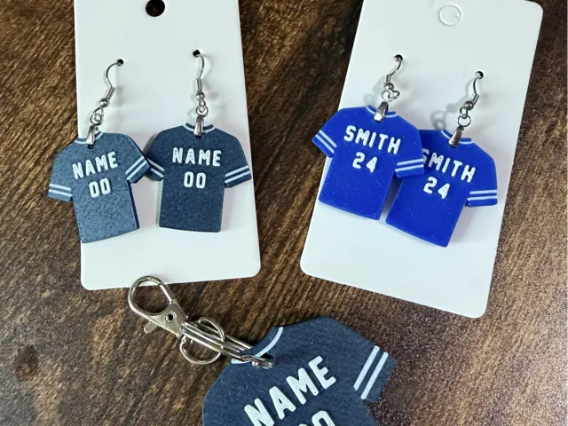 Customizable Jersey Keychain and Earrings