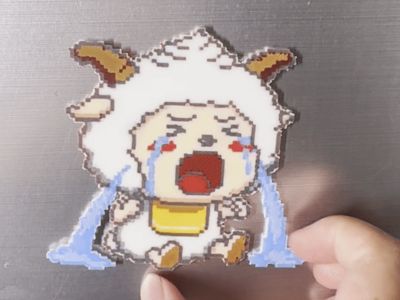 Lazy Goat Refrigerator Magnet Perler Bead Style 4 Colors RYBW Lazy Goat (AMS)
