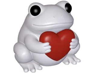 sapo fofo com coração na mão