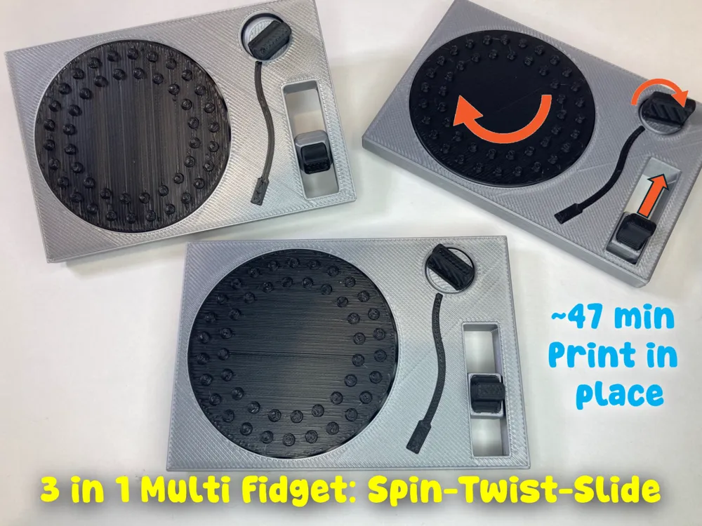 Multi Fidget Turntable 3 in 1 (Print in Place) - Free 3D Print Model ...