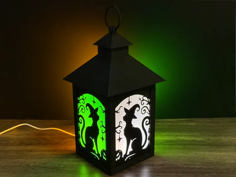 Witch cat lantern stencil