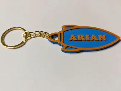 Rocket custom name key ring bag charm