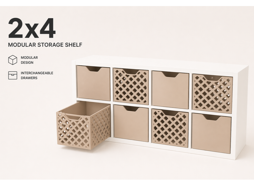 Modular Mini Shelf 2x4 – Doll & Desk Storage
